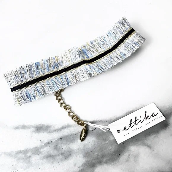 ❌5/$10 Ettika Fringe Choker Necklace Blue Black Gold Boho Festival New - Picture 4 of 4